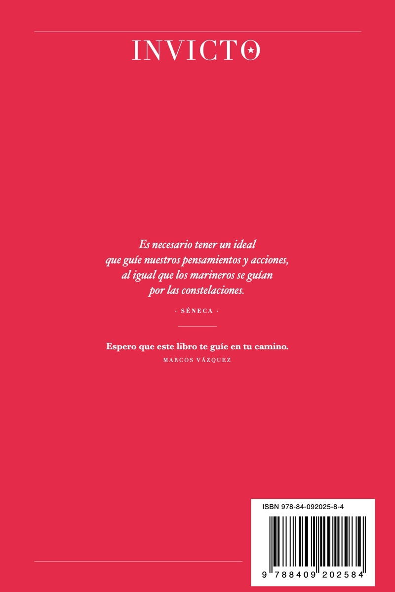 Contraportada de Invicto con una cita de Séneca