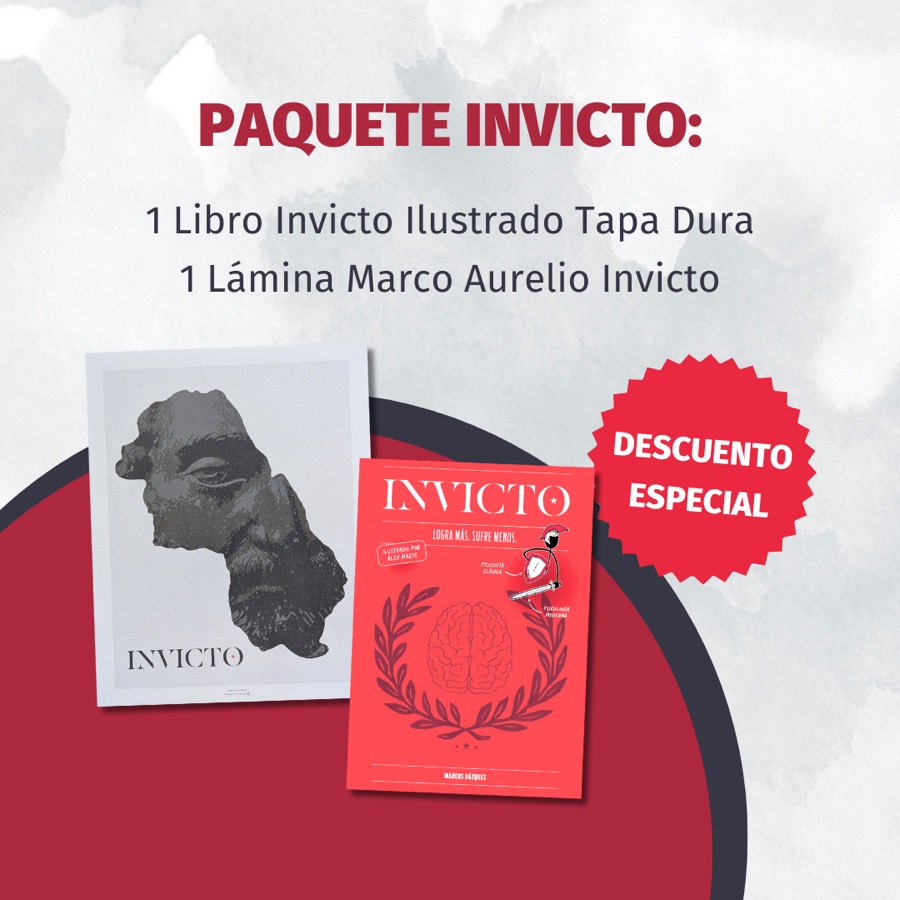 Paquete Invicto: libro ilustrado en tapa dura y lámina de Marco Aurelio